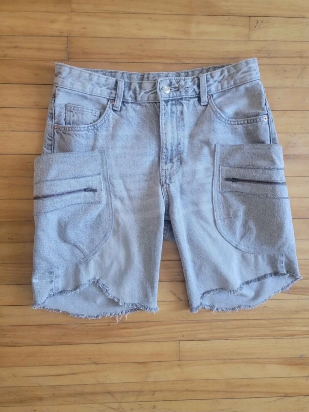 Light Gray Utility Denim Shorts